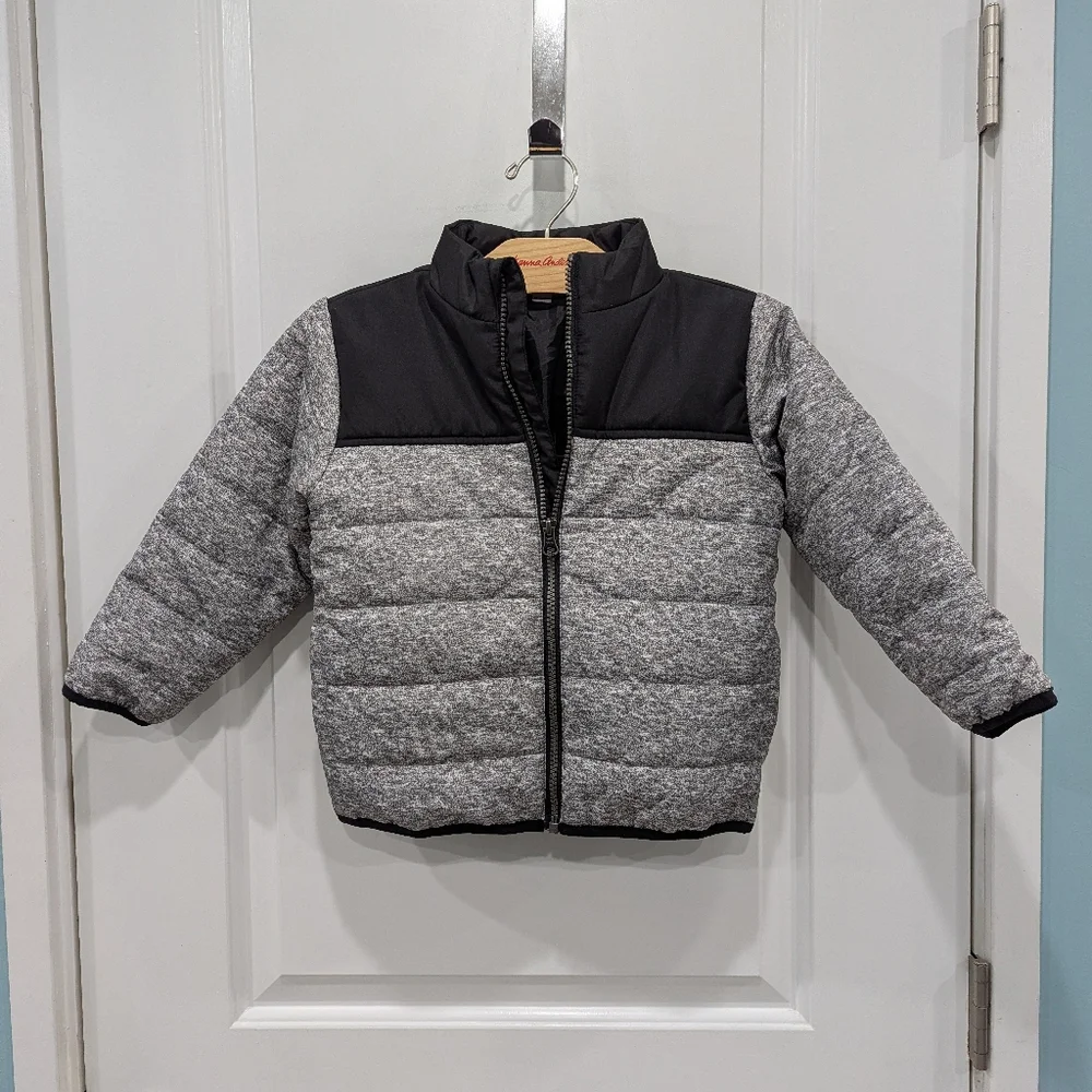 Kids Headquarters Puffer Coat Jacket Gray Grey Blacj Kids Little Toddler Boy 4T